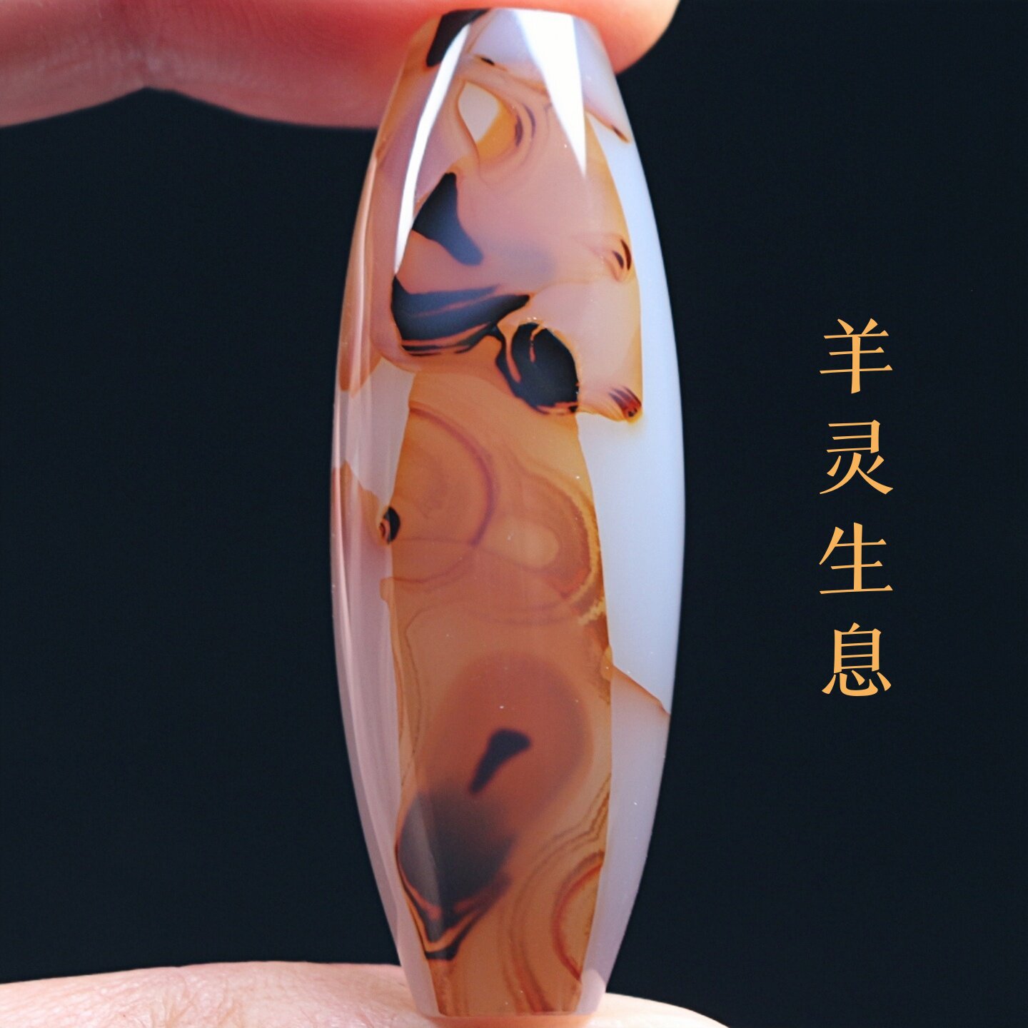 巴西玛瑙羊象形天珠吊坠项坠巴玉图腾锁骨珠子挂件