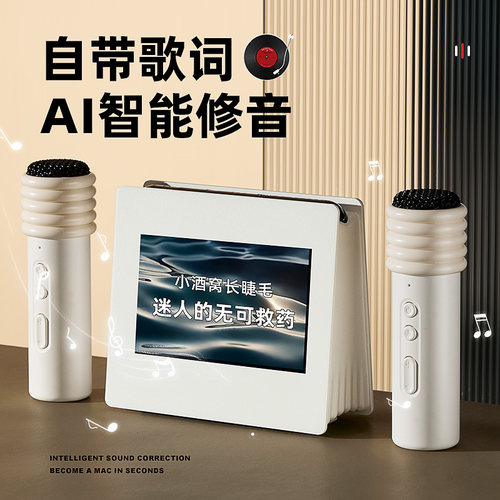 蓝牙音响带歌词音箱家用k歌麦克风话筒一体机家庭唱歌ktv生日礼物