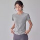 圆领弹力瑜伽服短袖 显瘦健身女孩运动上衣 透气速干跑步T恤夏修身