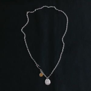 一休老银匠手作 925纯银 菊地健蔷薇花饼吊坠套装 简约百搭男女款