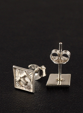 一休高桥吾格风格TW鹫见太郎菱形 飞鸟印台情侣款 纯银 耳钉