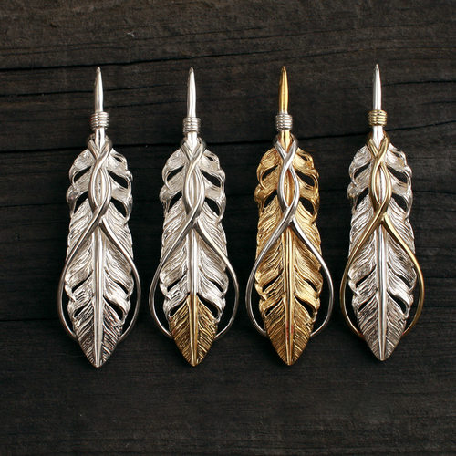 一休老银匠金线绕线hb羽毛吊坠