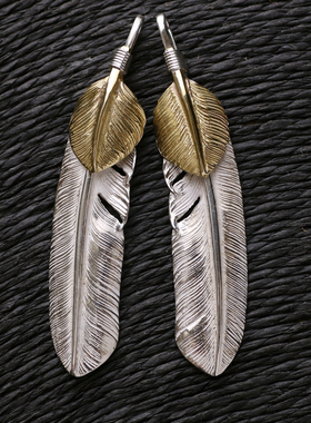 一休手工制作 first arrows 一休高桥吾郎风格925上铜羽毛吊坠