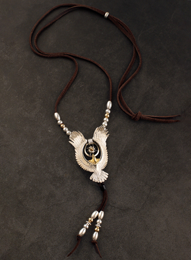 一休高桥吾郎风格HORIZON BLUE/HB 925纯银娜迦老鹰印第风格项链