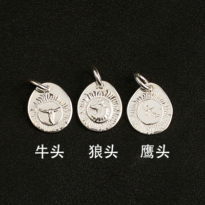 一休老银匠一休高桥吾郎风格菊地健TK 925纯银牛头狼头饼子吊坠
