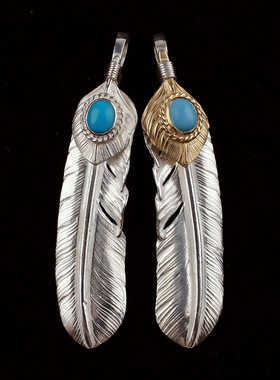 一休高桥吾郎 ikkyu goros 18K上金银松石羽毛925纯银羽毛项吊坠