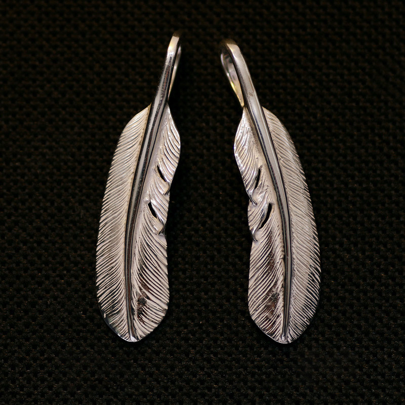 手工高桥吾郎纯银羽毛吊坠