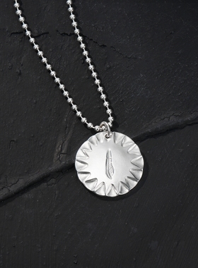 一休老银匠925纯银羽毛印切边饼