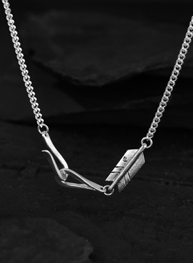 一休老银匠925箭头鱼钩项链银链