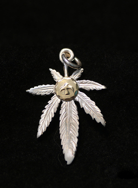 一休高桥吾郎 ikkyu goros手工制作925纯银大号枫叶镶18K纯金飞鸟