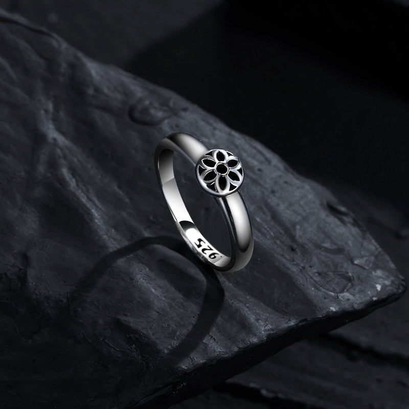 一休老银匠手工制作ikkyu goodart 925纯银小樱花尾戒 男女款指环