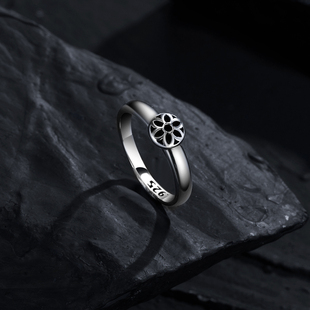 一休老银匠手工制作ikkyu goodart 925纯银小樱花尾戒 男女款指环