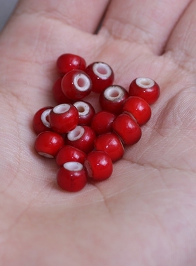 一休高桥吾郎ikkyu goros 捷克进口深红古董白芯老琉璃珠手工琉璃