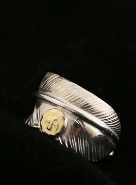 一休高桥吾郎 ikkyu goros 18K点金 点铜鹰台 XL素羽毛戒指