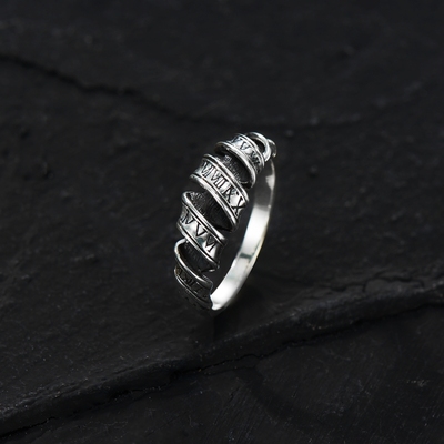 一休老银匠罗马数字扭曲戒指ins