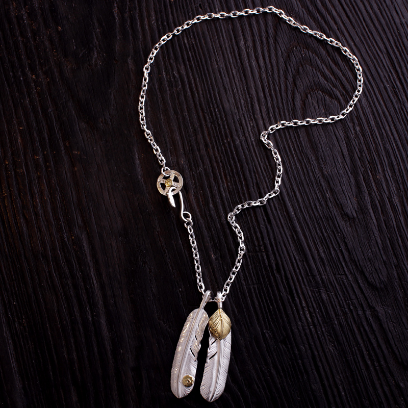 一休高桥纯银羽毛套装吊坠