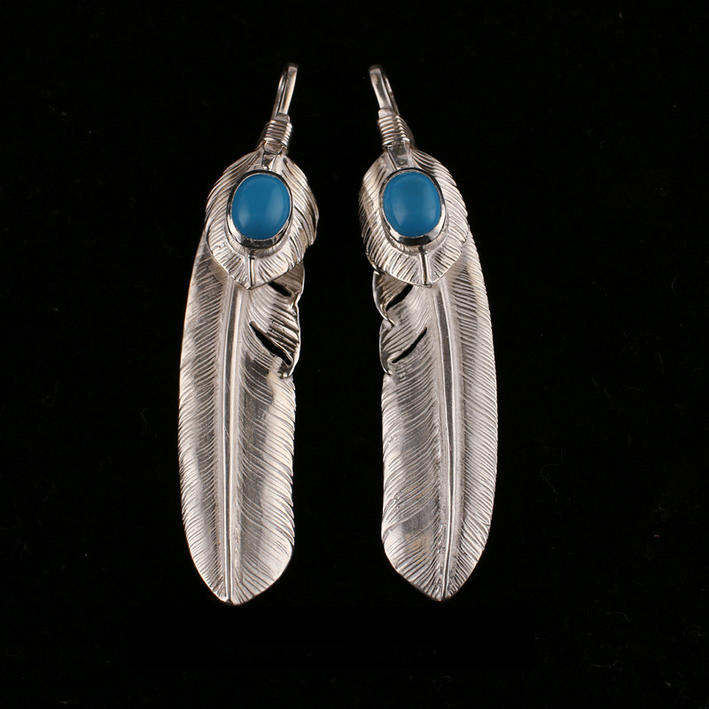 高桥吾郎纯银羽毛吊坠