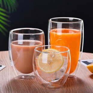 厂家批发加厚双层玻璃杯蛋形杯隔热家用咖啡杯水杯果汁杯牛奶杯