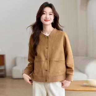 小个上子尚夹 复古工装 麂ZMU4131Q皮绒休闲外套时女士年春短季 新款