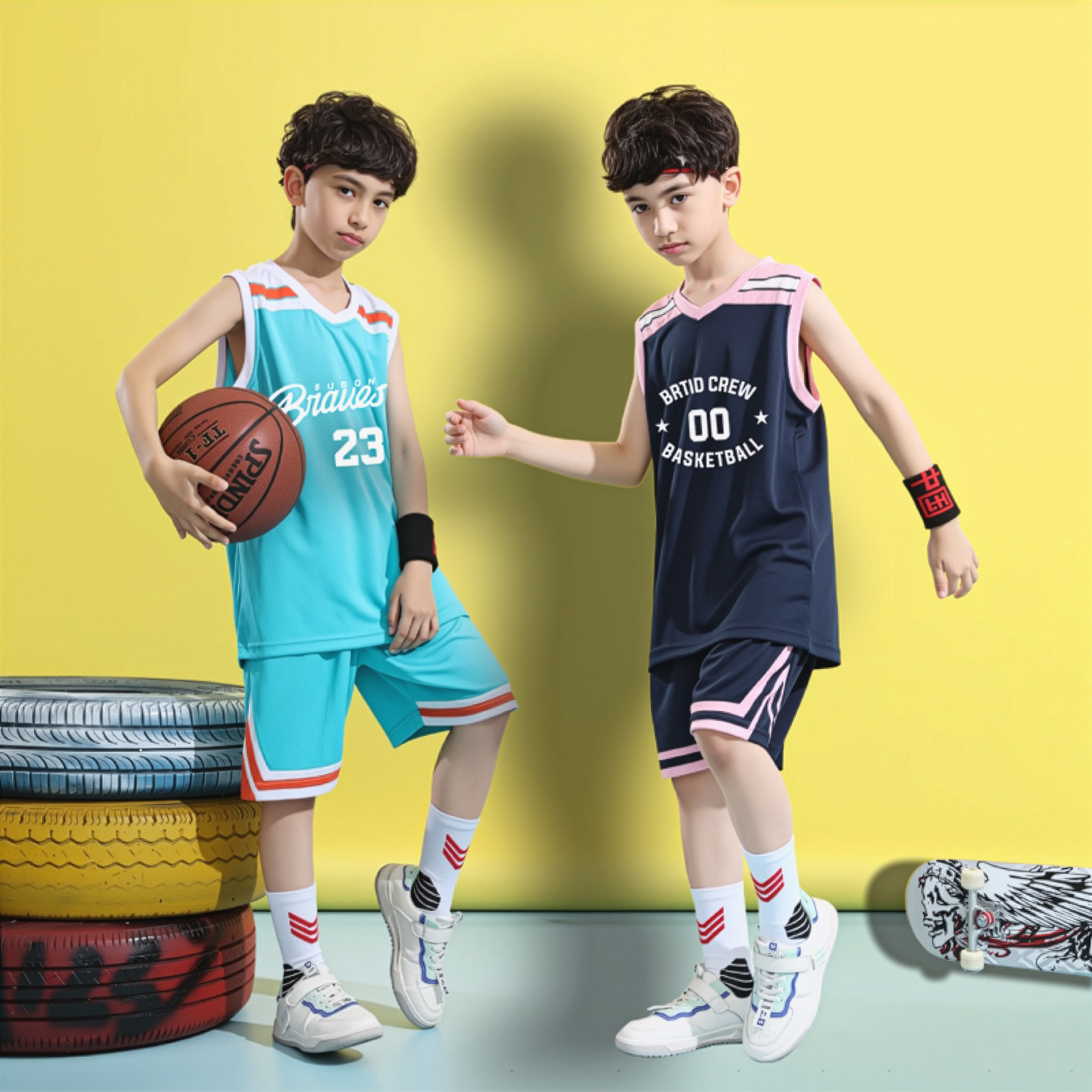儿童学生男女夏季篮球服定制套装图片