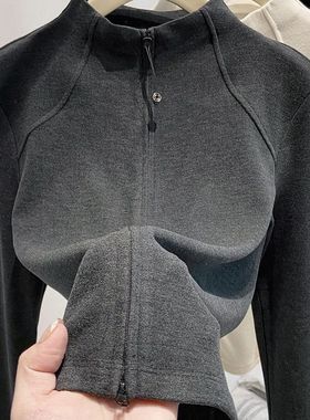 拉链德绒半高领打底上衣女秋冬新款韩版修身显瘦百搭内搭长袖T恤