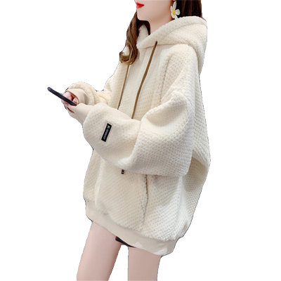 大码女装羊羔毛加绒加厚卫衣女