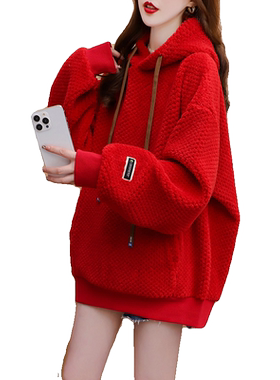 大码女装羊羔毛加绒加厚卫衣女