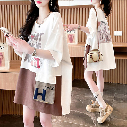 拼色口袋设计感纯棉短袖T恤女夏季新款韩版宽松百搭大码半袖上衣