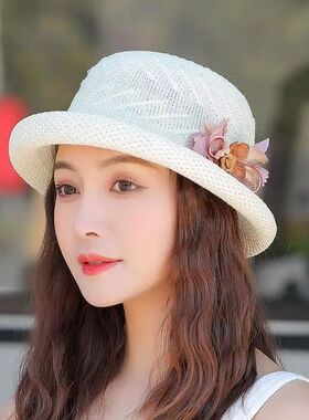 夏季中老年妈妈防晒透气沙滩帽