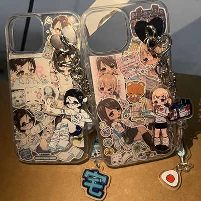 千禧古早风辣妹贴纸挂链适用苹果