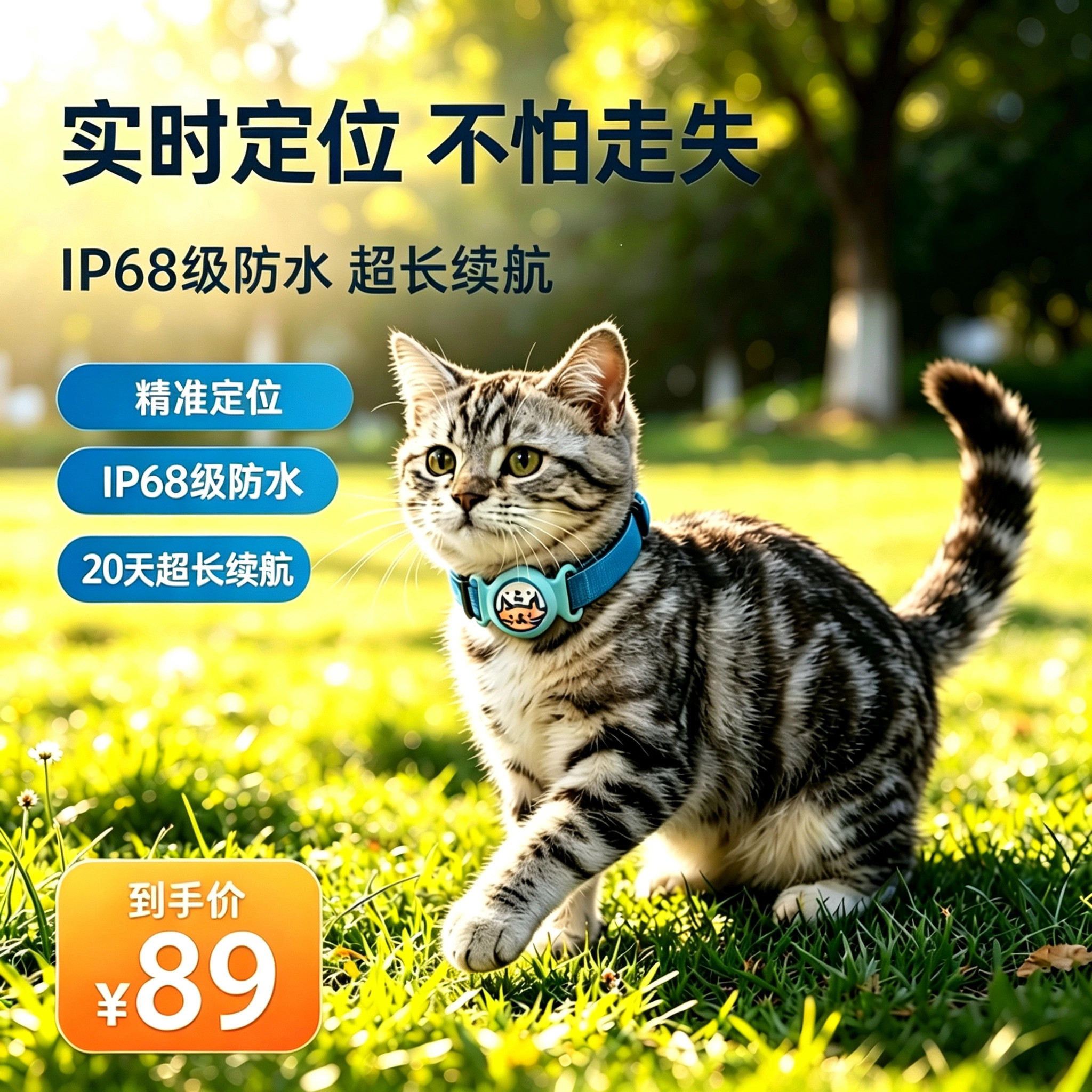 蓝牙宠物项圈远程定位防丢追踪