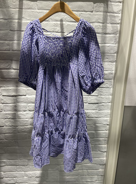 米蔻百家好夏季新款韩版格子女式连衣裙HVOP425J\HVOP425K