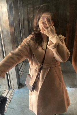 春秋冬连帽双面羊毛呢女式外套