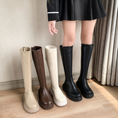 不过膝长筒靴女2025年新款 秋冬女鞋 小个子厚底显瘦长靴高筒骑士靴