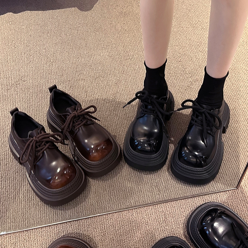 永希英伦风厚底系带配裙子小皮鞋