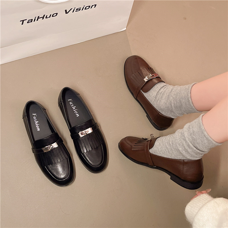 时尚英伦风乐福鞋女2026年春季新款气质百搭单鞋一脚蹬平底小皮鞋,女鞋,深口单鞋,淘宝优惠券,粉丝福利购,淘宝优惠卷