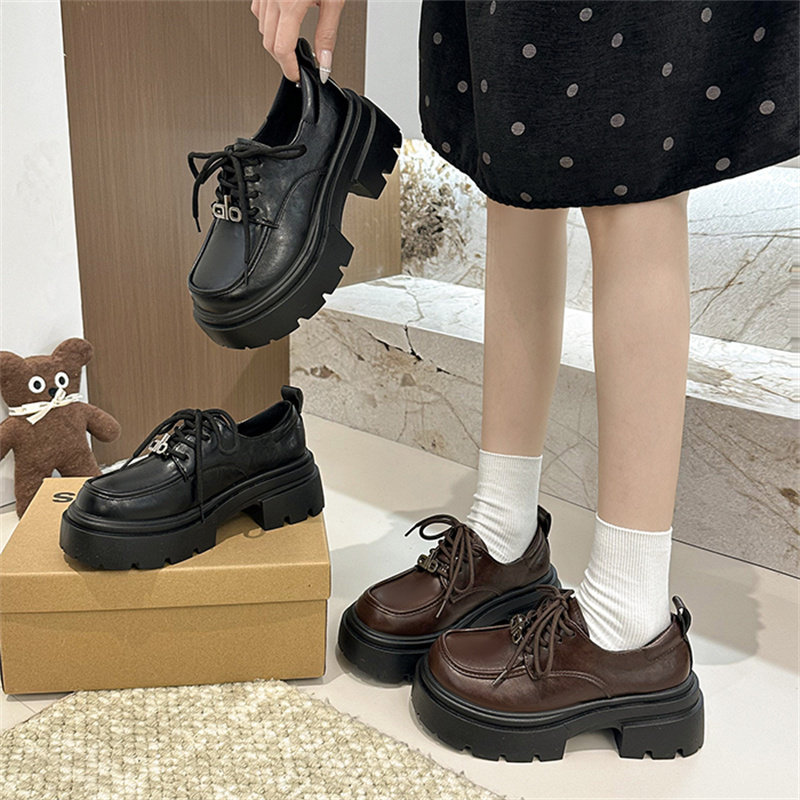 英伦风厚底乐福鞋女2026春季新款复古系带小皮鞋气质增高百搭单鞋,女鞋,深口单鞋,淘宝优惠券,粉丝福利购,淘宝优惠卷