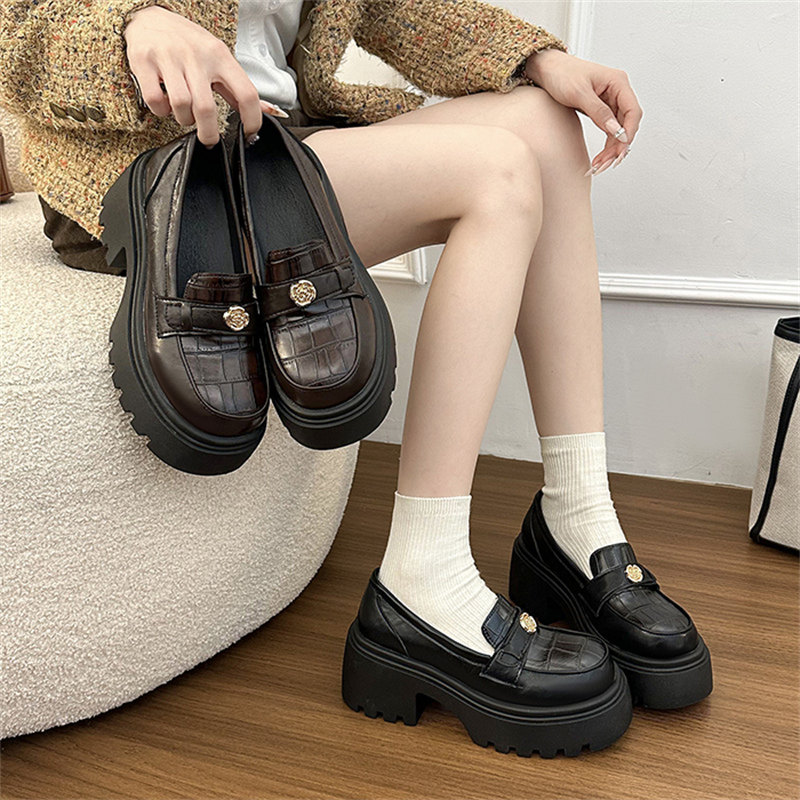 厚底增高乐福鞋女2026年春季新款一脚蹬百搭单鞋小个子通勤小皮鞋,女鞋,深口单鞋,淘宝优惠券,粉丝福利购,淘宝优惠卷