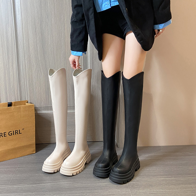 永希复古过膝长靴厚底增高骑士靴