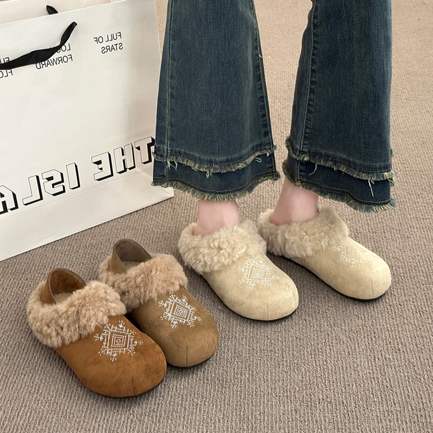 永希女鞋休闲两穿毛绒超火勃肯鞋