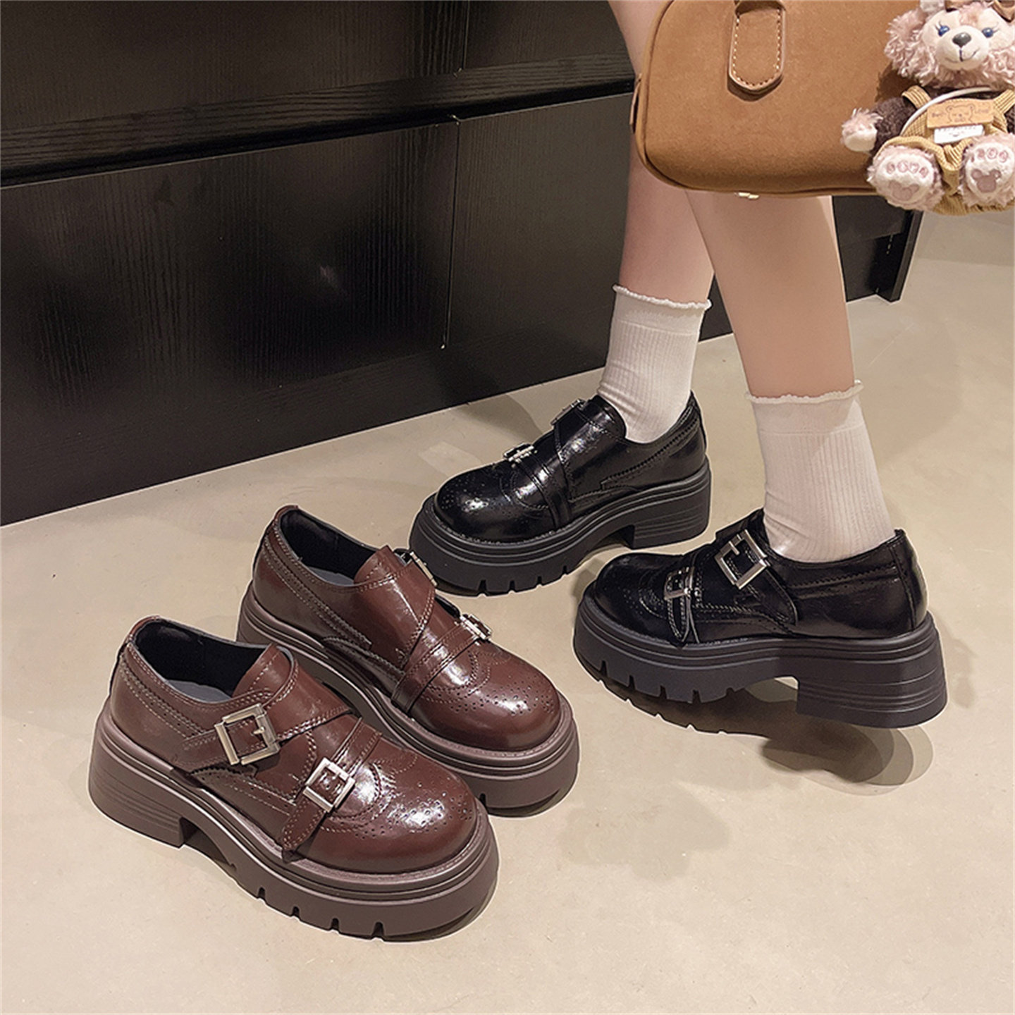 气质厚底乐福鞋女2026年春季新款高级感百搭单鞋增高配裙子小皮鞋,女鞋,深口单鞋,淘宝优惠券,粉丝福利购,淘宝优惠卷