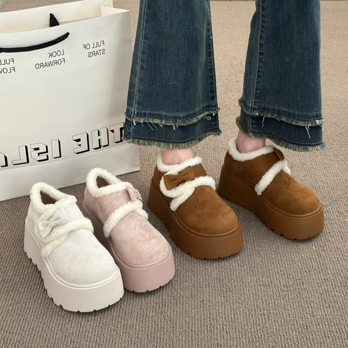 永希女靴法式蝴蝶结小个子雪地靴