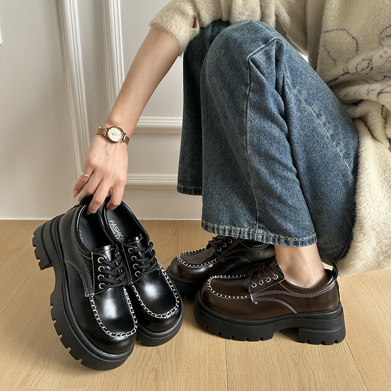 气质黑色小皮鞋女2026春季新款增高学院风单鞋小个子配裙子乐福鞋,女鞋,深口单鞋,淘宝优惠券,粉丝福利购,淘宝优惠卷