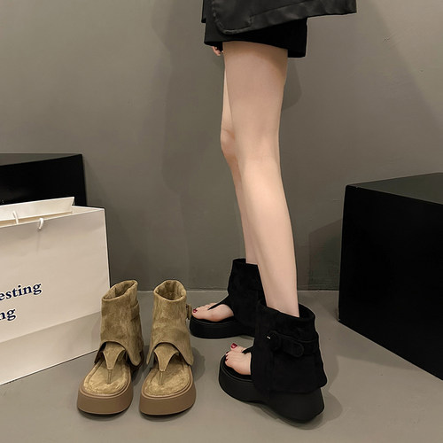 永希女鞋厚底时尚凉靴复古