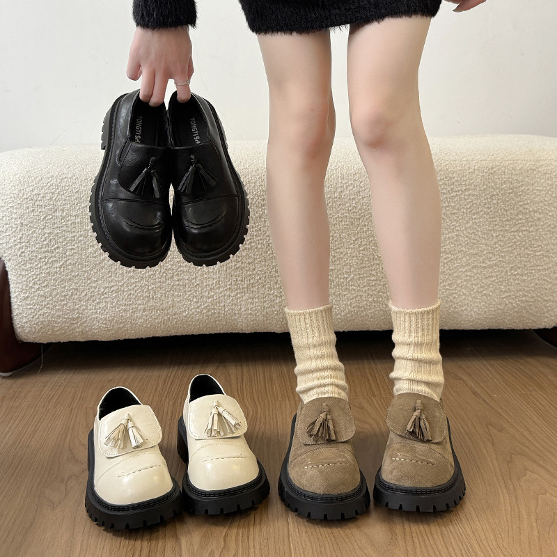 气质百搭单鞋女2026春季新款爆款厚底通勤小皮鞋配裙子增高乐福鞋,女鞋,深口单鞋,淘宝优惠券,粉丝福利购,淘宝优惠卷