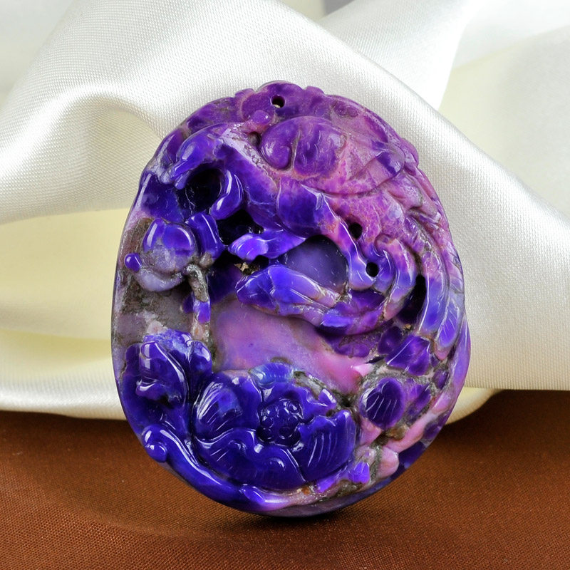 天然舒俱来苏纪石樱花红 花开富贵挂件 水晶项链吊坠 千禧之石