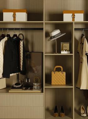 咖色系轻奢衣帽间衣服箱包鞋饰品