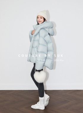 SUK 暖意绵绵！2025冬季新款流行泡芙鹅绒好看羽绒服女宽松中长款
