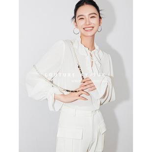 点睛之笔 雪纺衬衫 2025新款 设计感小众白色长袖 女 衬衣法式 SUK