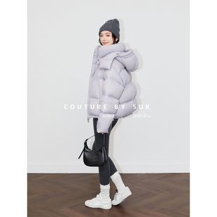 新款 2025冬季 90白鹅绒流行泡芙面包服保暖羽绒服女 阿尔卑斯 SUK